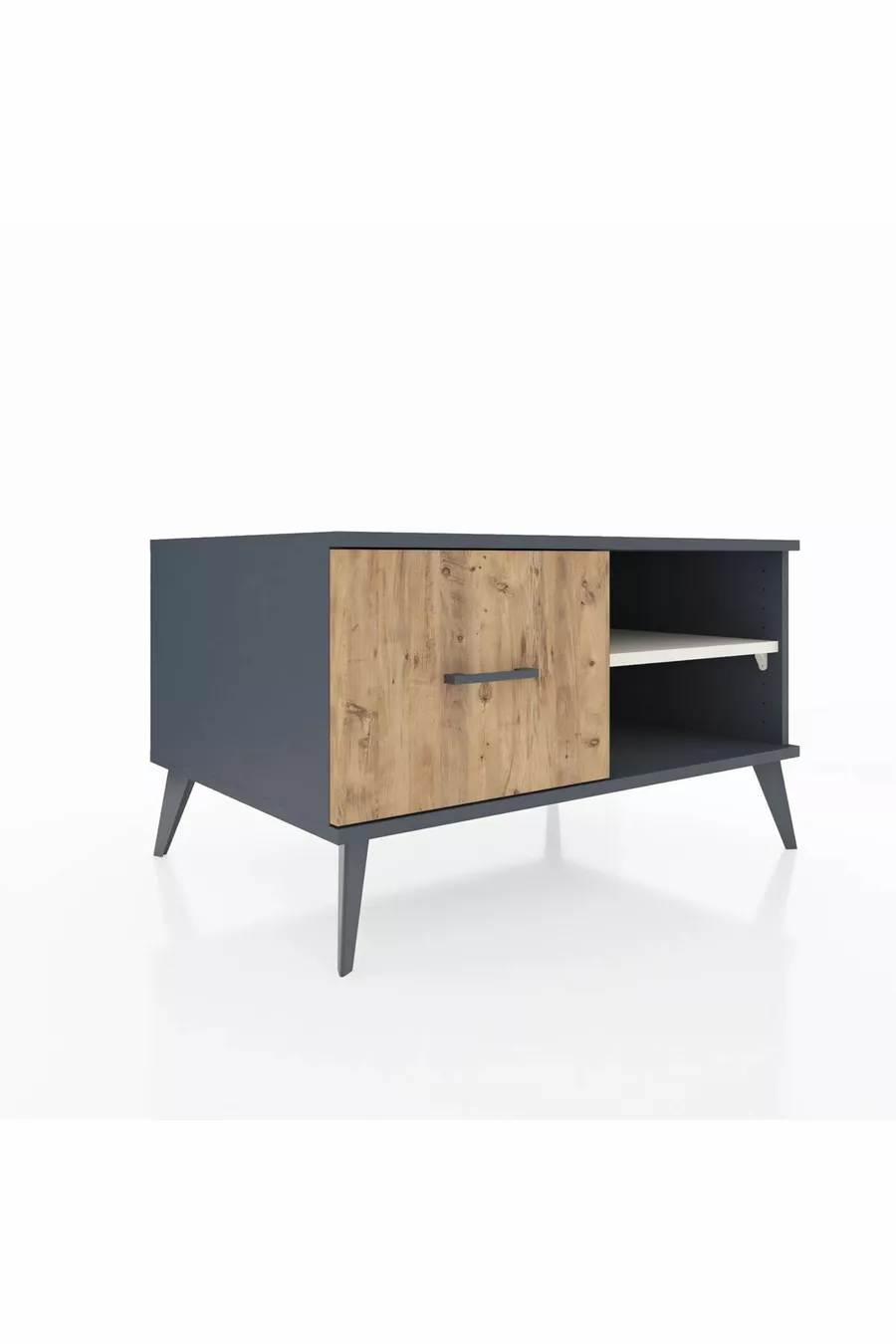 Commode Kronos à une étagère et un tiroir Anthracite-Pierre de lune/Merisiers