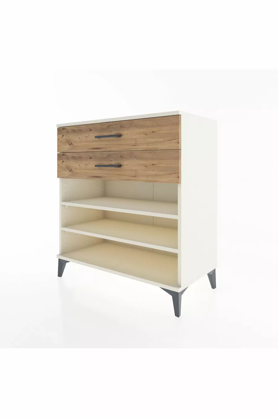 Commode Hyperion 2 étagères 2 tiroirs Pierre de lune-Pin