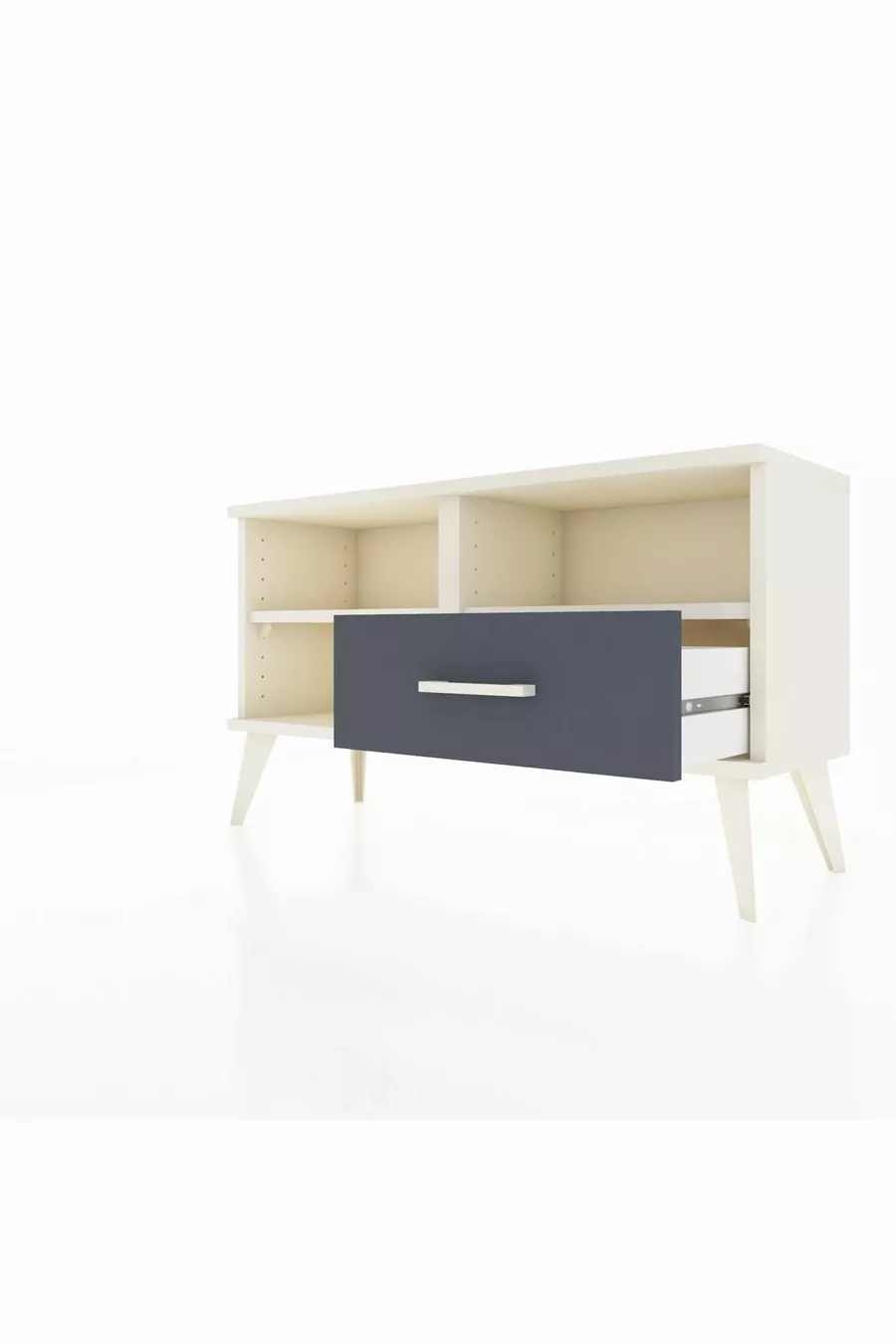Commode Arges 2 étagères 1 tiroir Pierre de lune / Anthracite