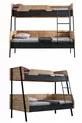 Lit superposé, Lit superposé double large Alba, cm - cm - Noyer-Anthracite + 2 matelas Comfort