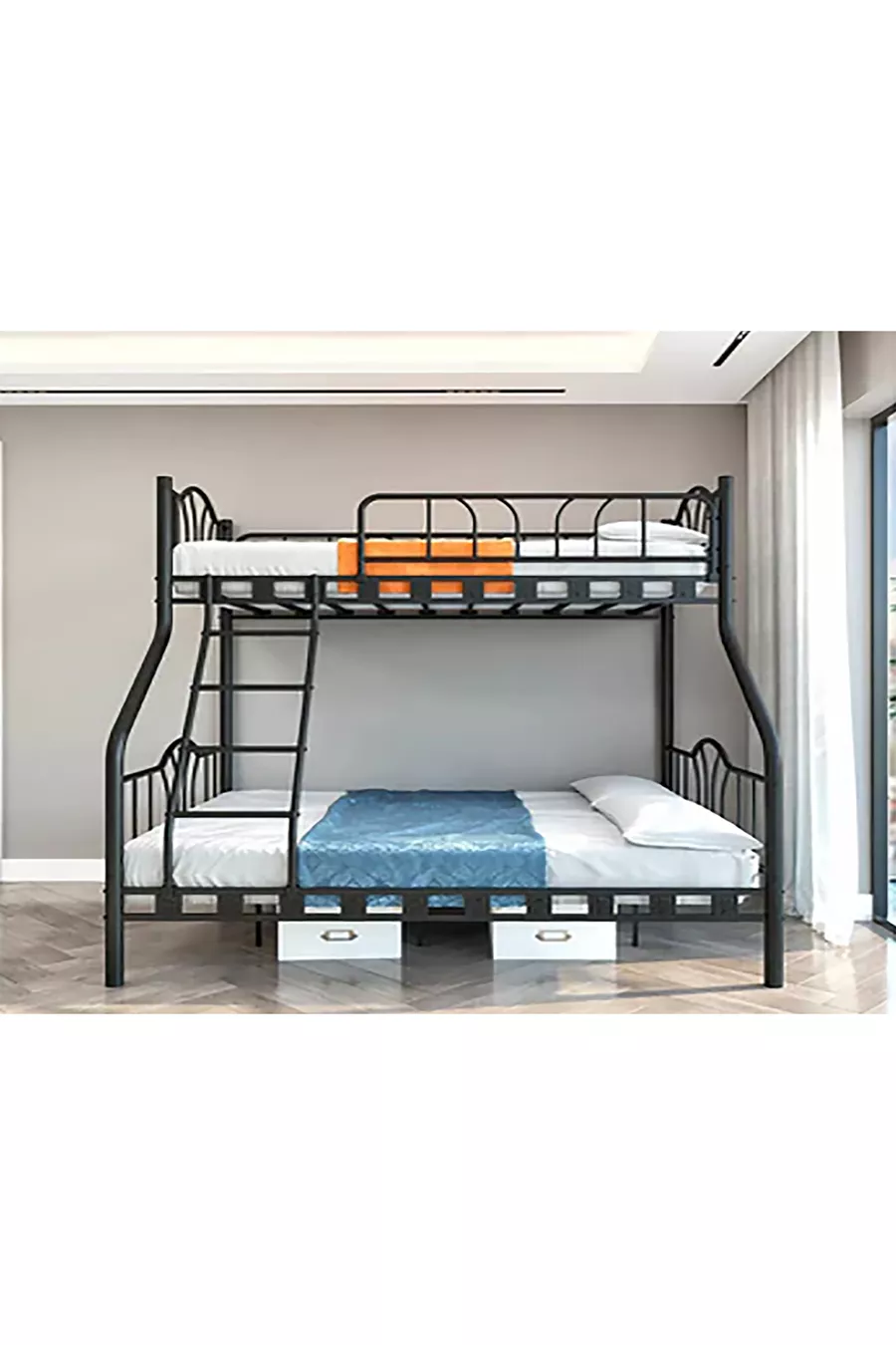 DZGN HOME VOLGA LIT SUPERPOSÉ MÉTAL 3 PLACES POUR ADULTES - &
