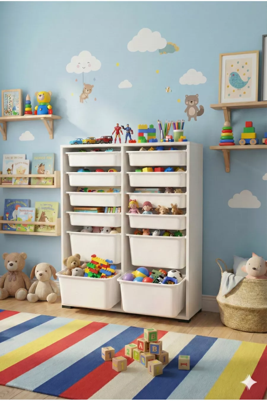 Armoire à Jouets Polyvalente avec Tiroirs et Unité de Rangement – Organisateur de Chambre d’Enfant avec Étiquette Cadeau