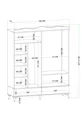 Armoire Nova à 4 portes avec 2 tiroirs et miroir, blanche