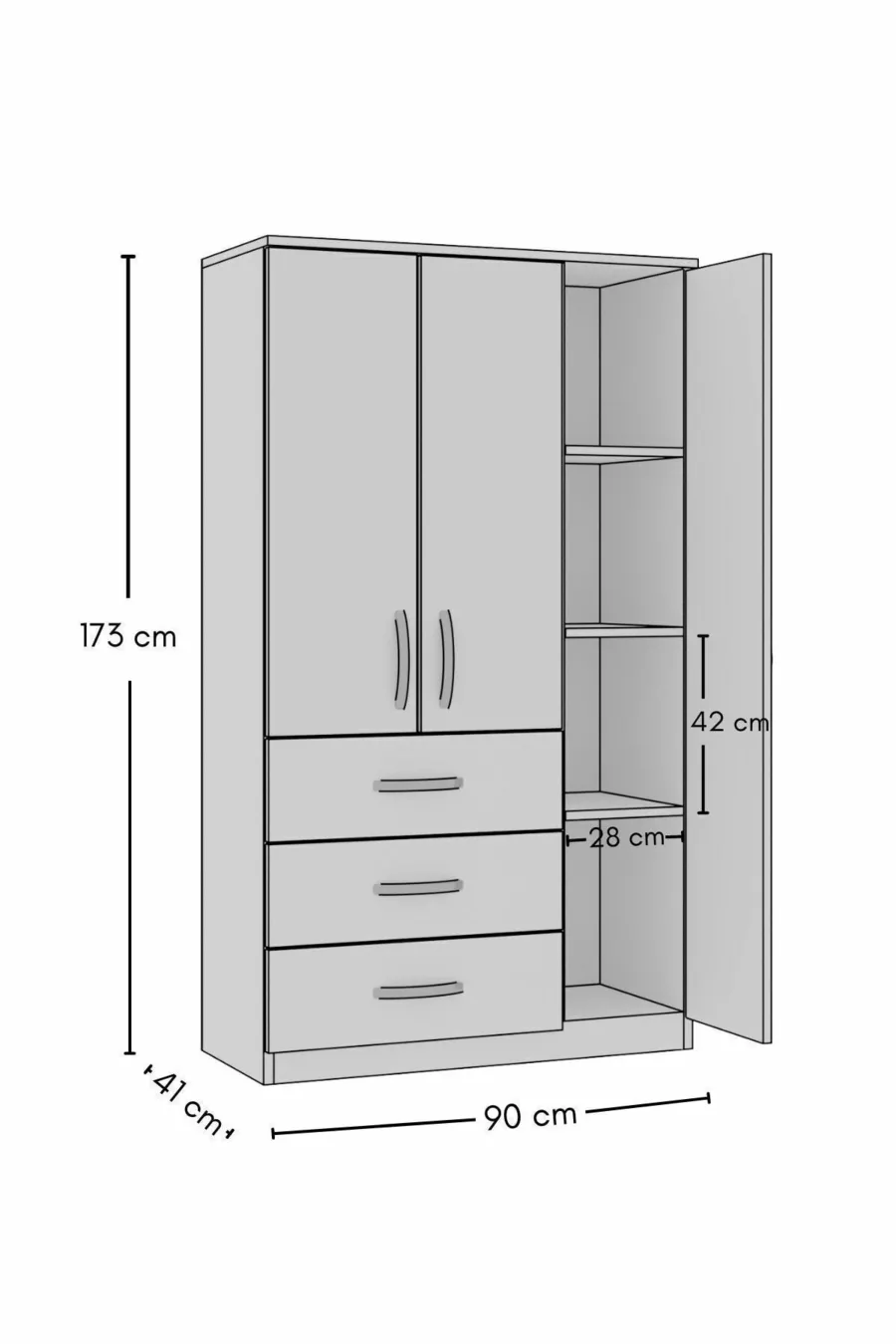 GM -S ECE LUXE 3 PORTES 3 TIROIRS ARMOIRE EN SONOMO