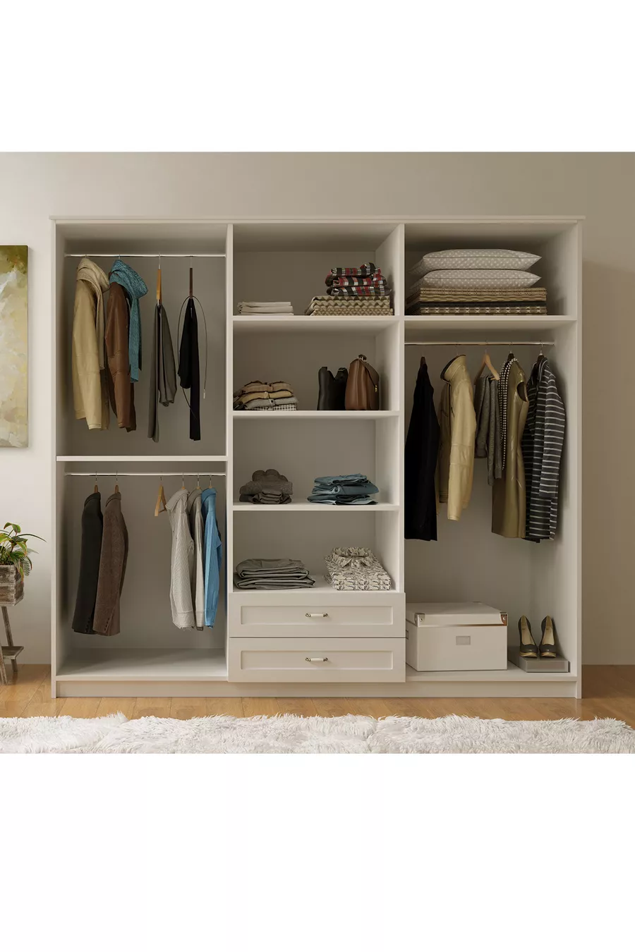 Armoire Kardelen Country à 6 portes et 2 tiroirs