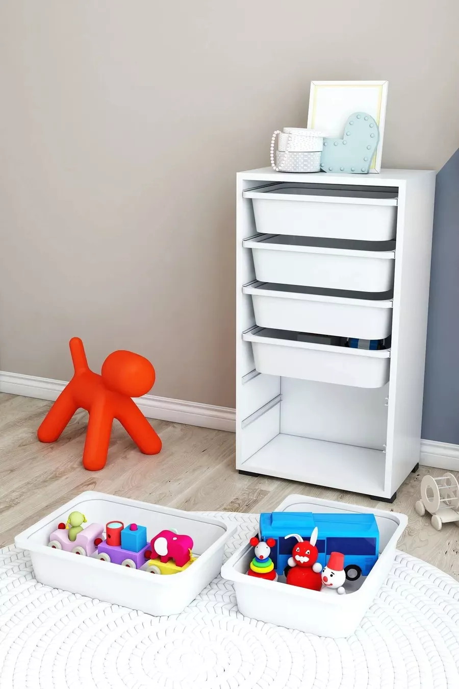 Armoire polyvalente à 6 paniers, armoire de cuisine, armoire pour jouets d'enfants, organisateur de jouets