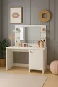 Table de maquillage Lima avec miroir, armoire et 4 étagères, blanche