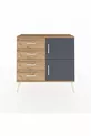 Commode Arges avec une seule étagère, 4 tiroirs et 2 portes, Pin-Anthracite/Pin