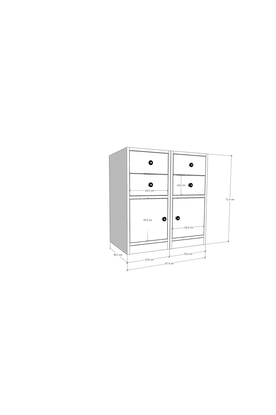 Commode modulaire à deux tiroirs + combinaison d'armoire avec porte