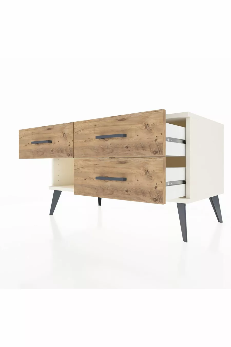 Commode Hyperion 3 tiroirs Pierre de lune/Pin