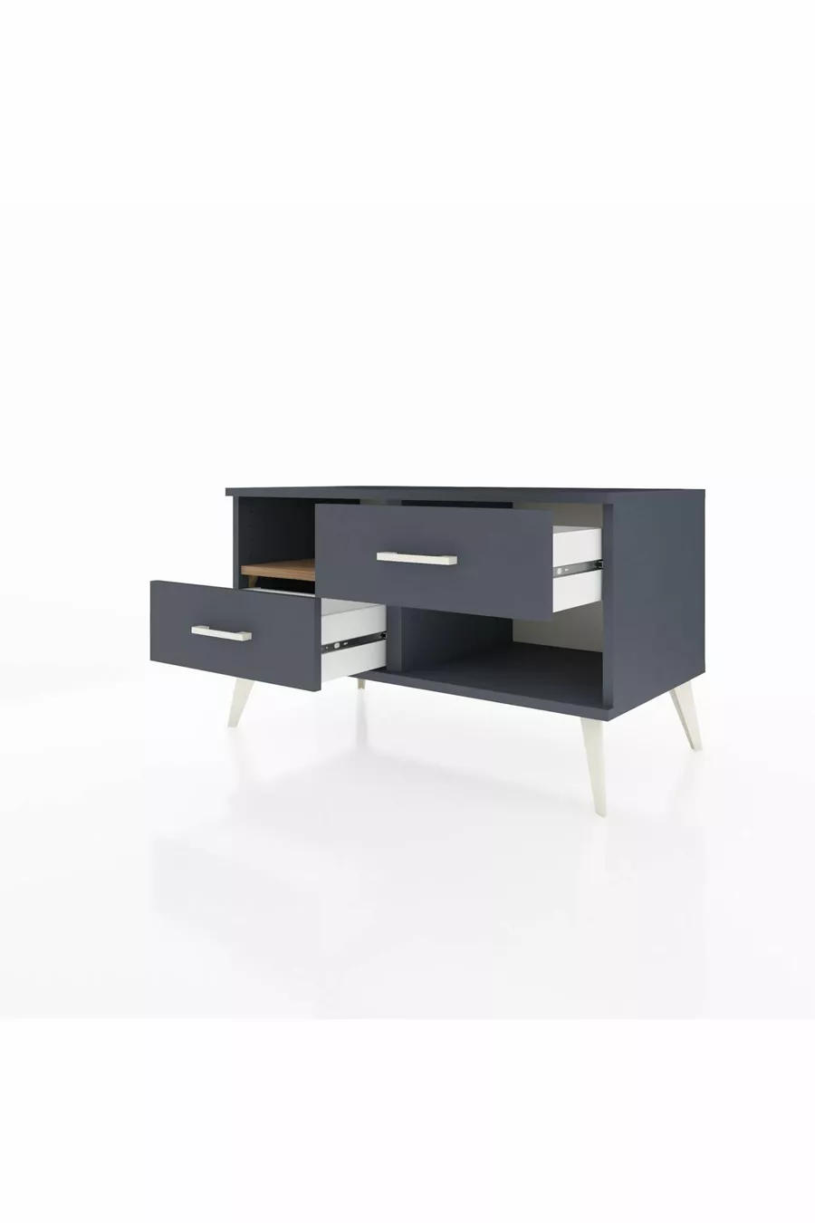 Commode Hyperion à une étagère et 2 tiroirs Anthracite-Sapin/Anthracite