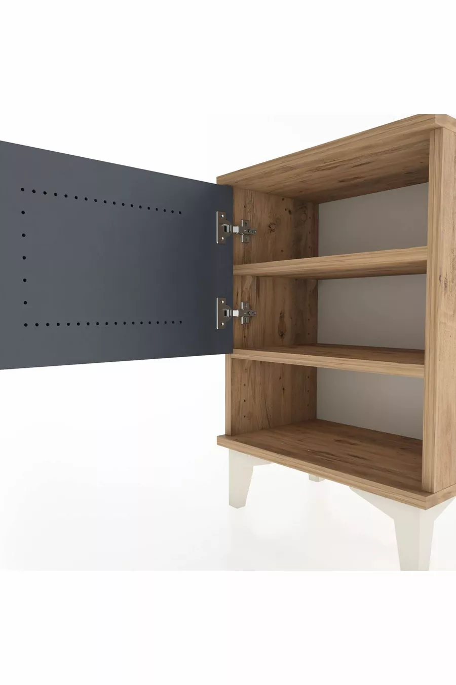 Chevet Arges avec 2 étagères et 1 porte Pin-Anthracite