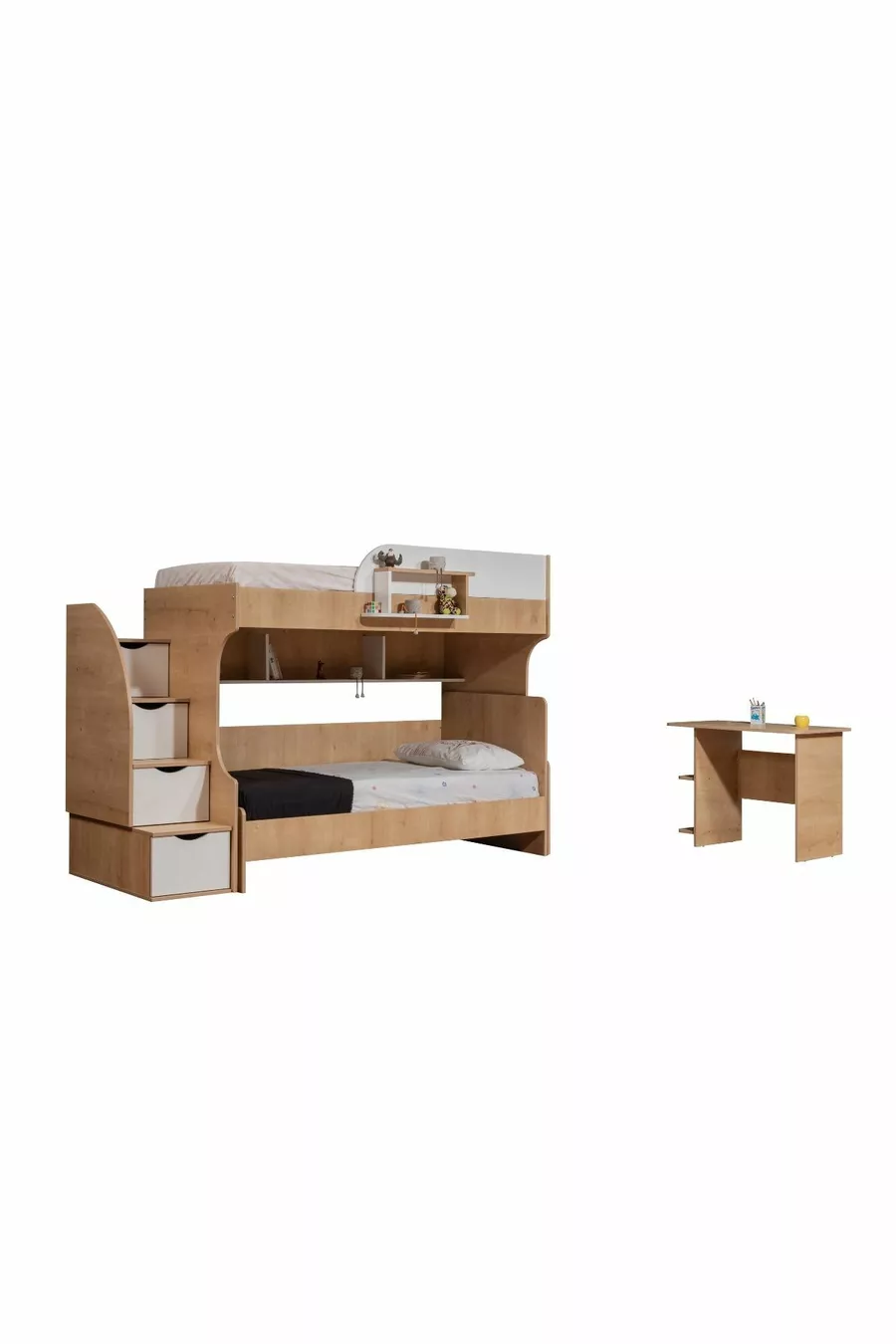 Lits superposés, Lit mezzanine Aura Ranza, Noyer-blanc