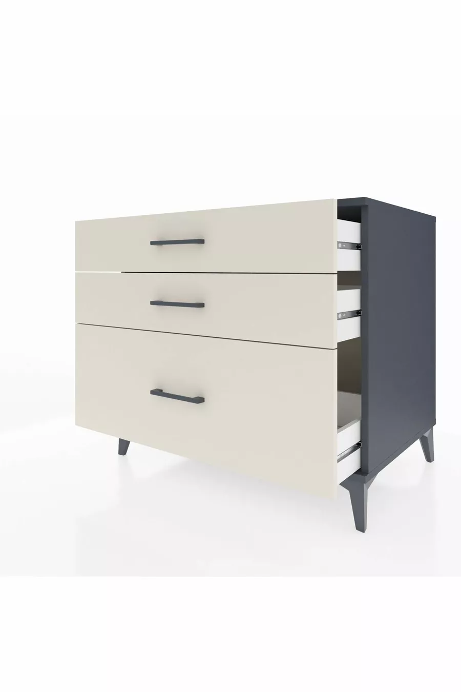 Commode Kronos 3 tiroirs Anthracite-Pierre de lune