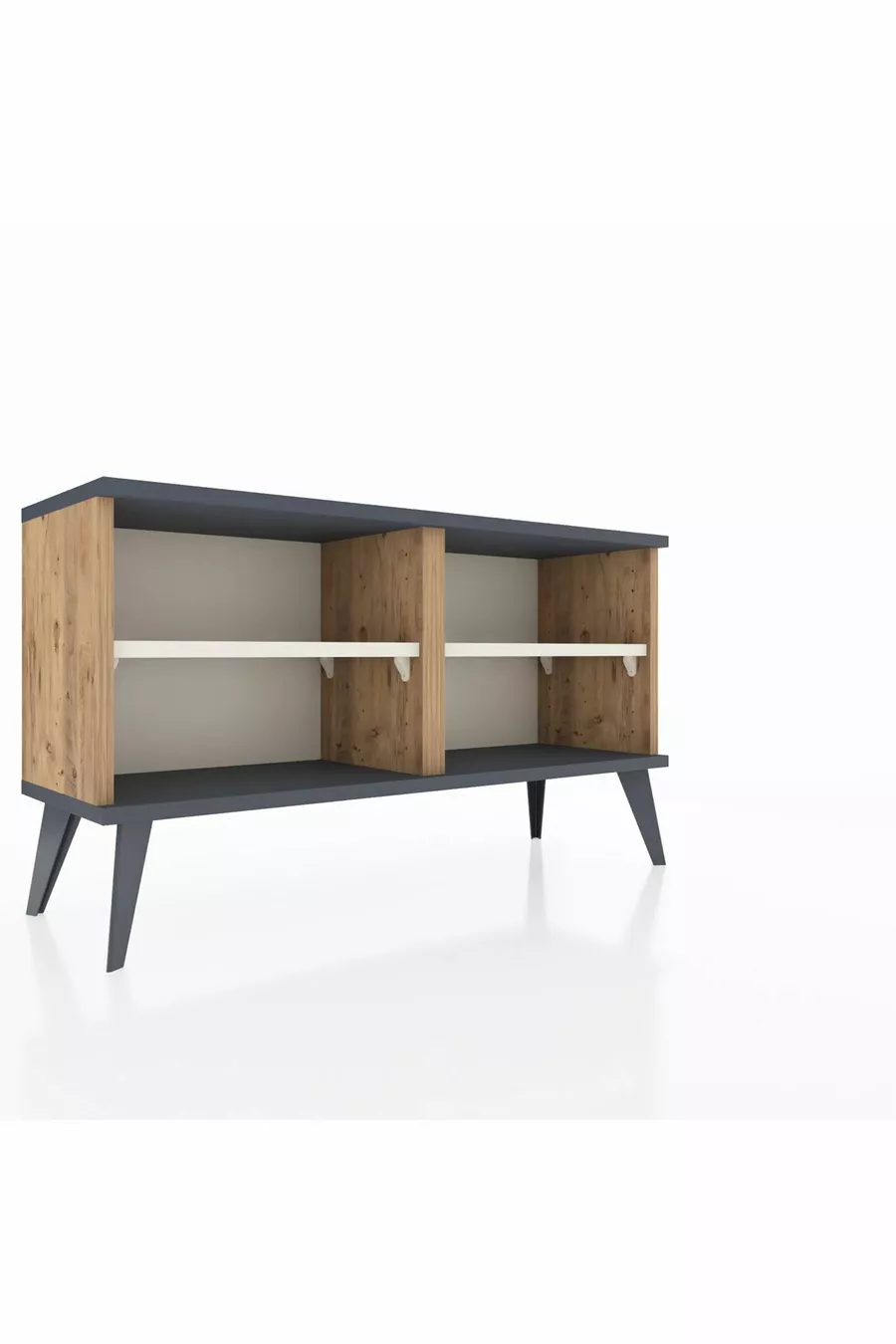 Commode Arges 2 étagères Pin-Anthracite / Pierre de lune
