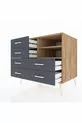 Commode Kronos 2 étagères 6 tiroirs Pin-Pin/Anthracite