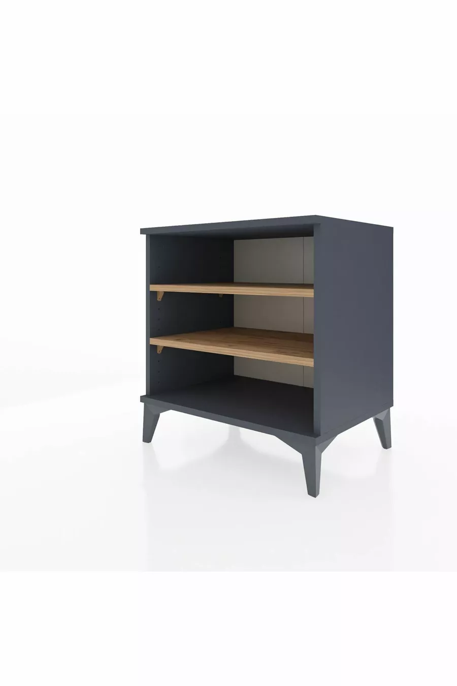 Chevet Hyperion à 2 étagères Anthracite-Bois de pin
