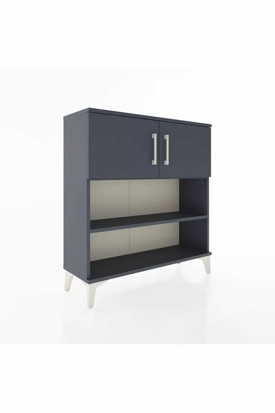 Commode Arges 3 étagères 2 portes Anthracite-Anthracite