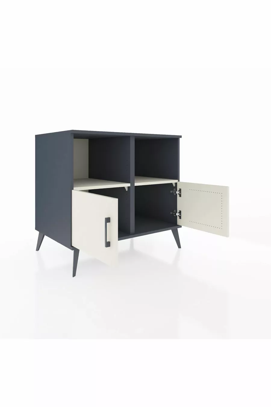 Commode Kronos 2 étagères 2 portes Anthracite-Pierre de lune