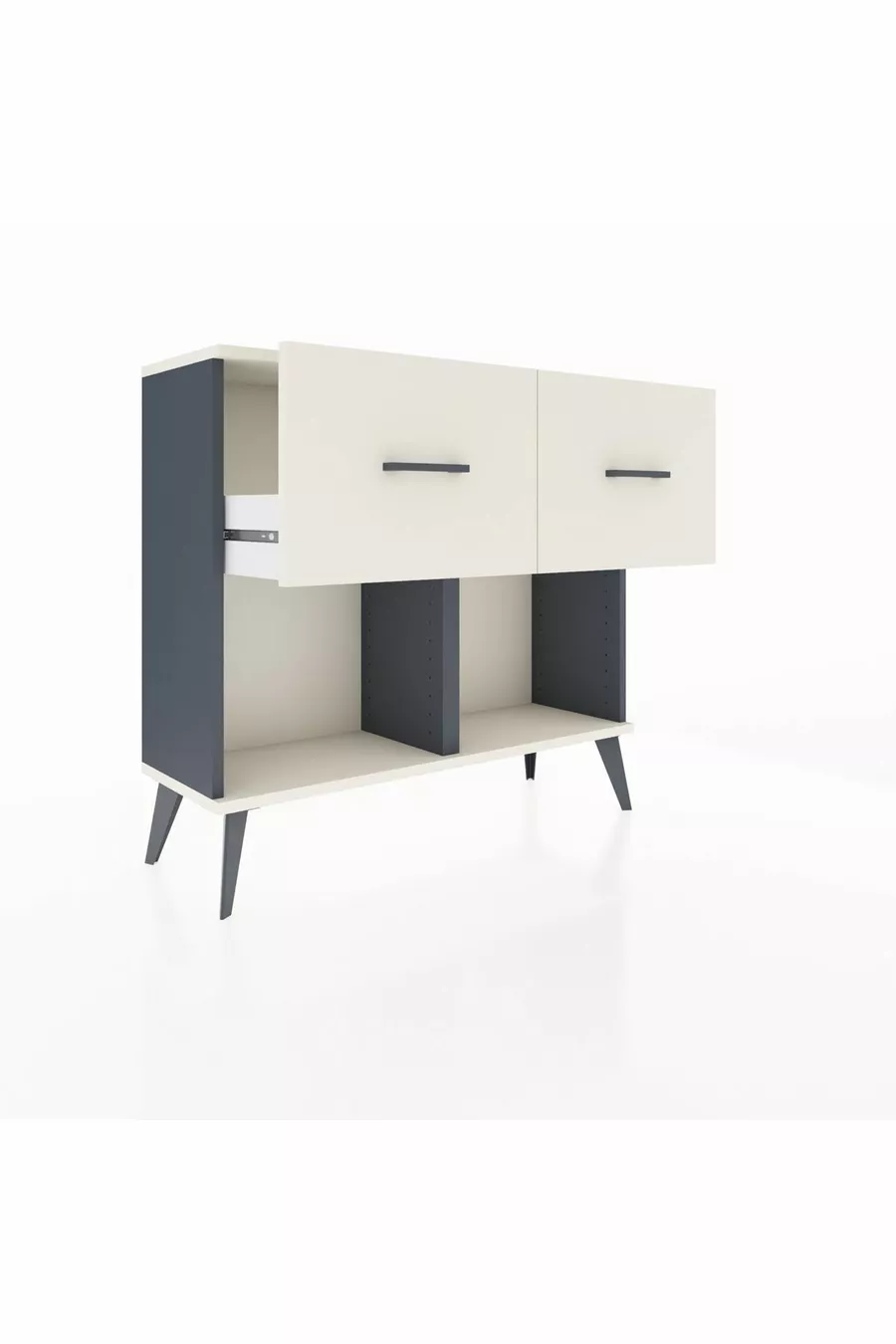 Commode Arges à 2 tiroirs Anthracite-Pierre de lune