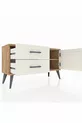 Commode Arges à une étagère, 2 tiroirs et une porte, pin et pierre de l'ay