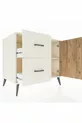 Commode Kronos à une étagère, 2 tiroirs et une porte, Pierre de Lune-Pin/Pierre de Lune