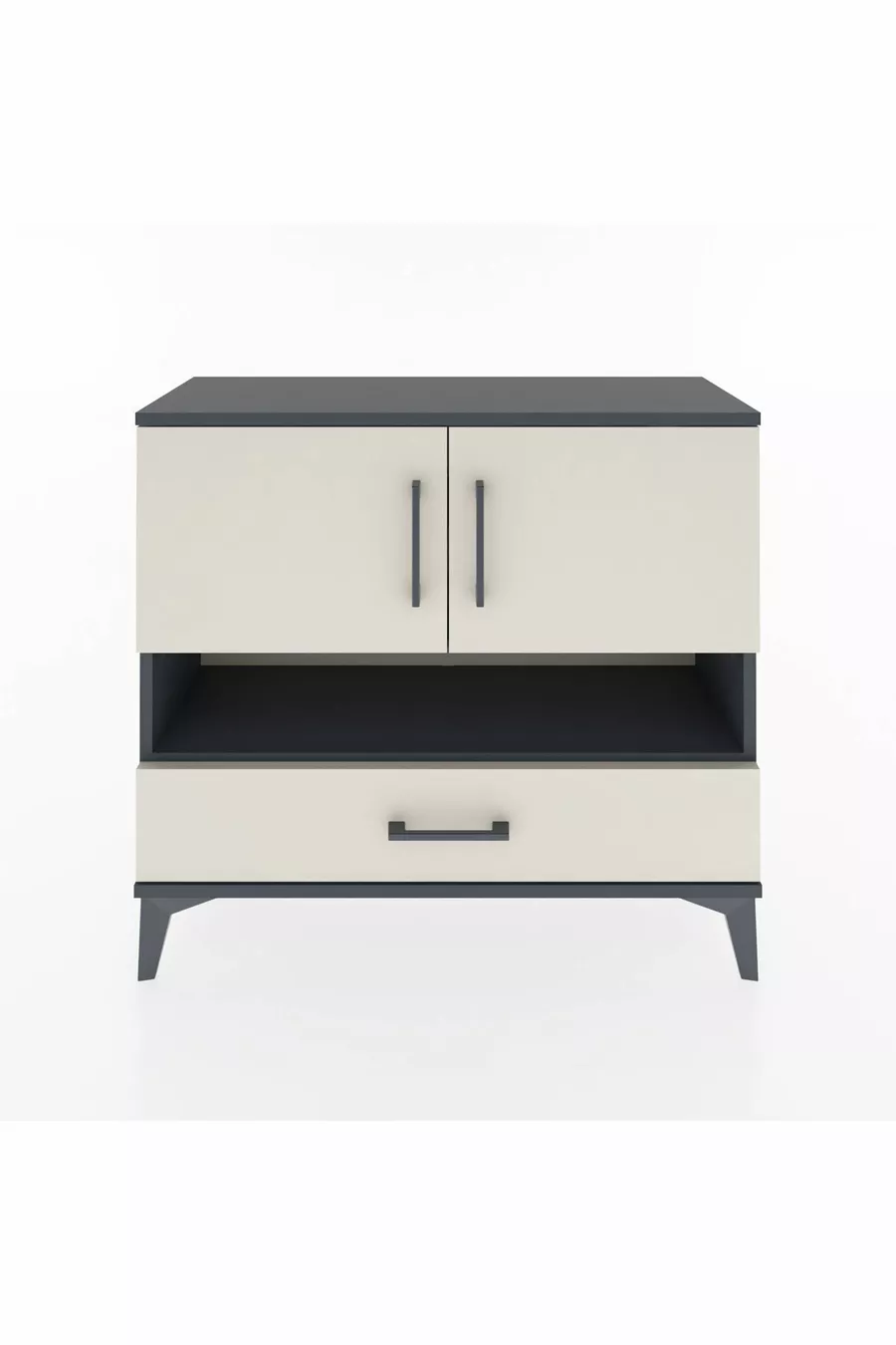 Commode Arges 3 étagères 1 tiroir 2 portes Anthracite-Patine de pierre