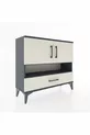 Commode Arges 3 étagères 1 tiroir 2 portes Anthracite-Patine de pierre