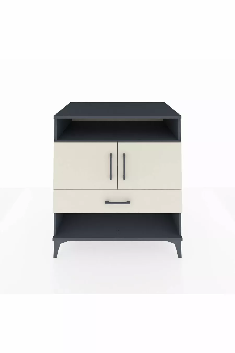 Commode Kronos avec 3 étagères, 1 tiroir et 2 portes, Anthracite-Pierre de lune