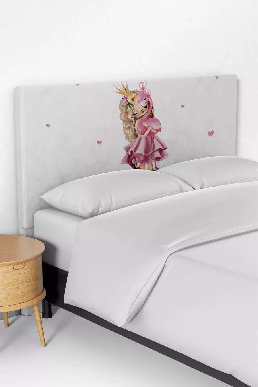 Housse de tête de lit pour enfant à motif princesse et flamant rose