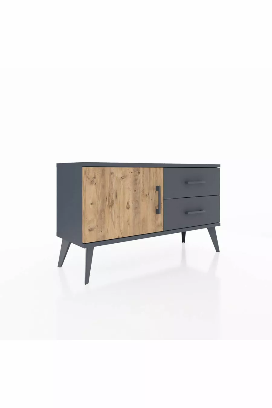 Commode Arges à une étagère, 2 tiroirs et une porte, Anthracite-Sapin/Anthracite