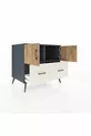 Commode Kronos 2 étagères 2 tiroirs 2 portes Anthracite-Sapin/Gris pierre