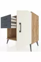 Commode Hyperion avec une seule étagère, 2 tiroirs et une porte, pin-gris/anthracite