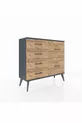 Commode Arges 6 tiroirs Anthracite-Anthracite/Sapin