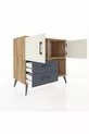 Commode Hyperion 2 étagères 2 tiroirs 2 portes Pin-Marbre/Anthracite