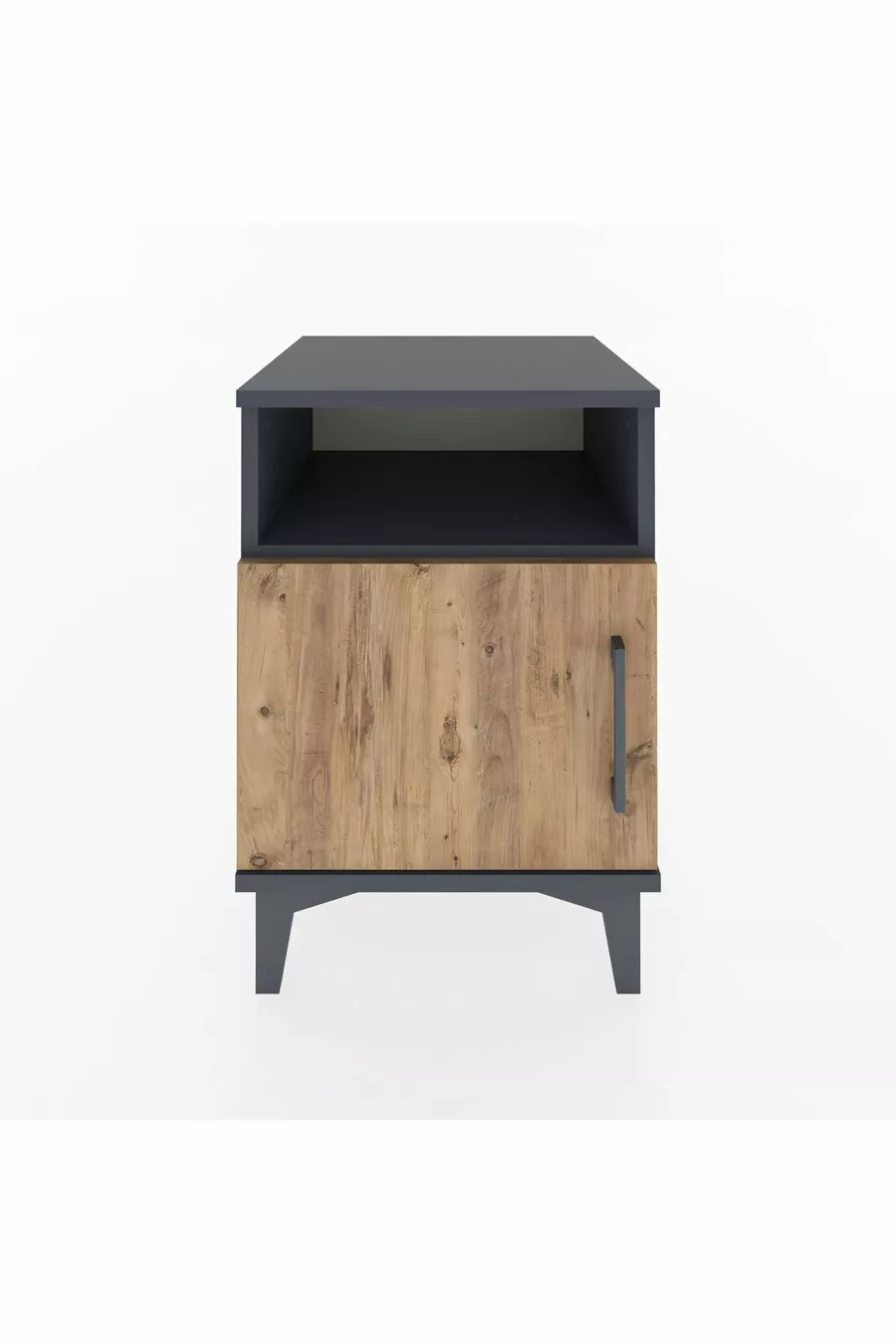 Chevet Hyperion avec une étagère unique et une porte unique Anthracite-Pin