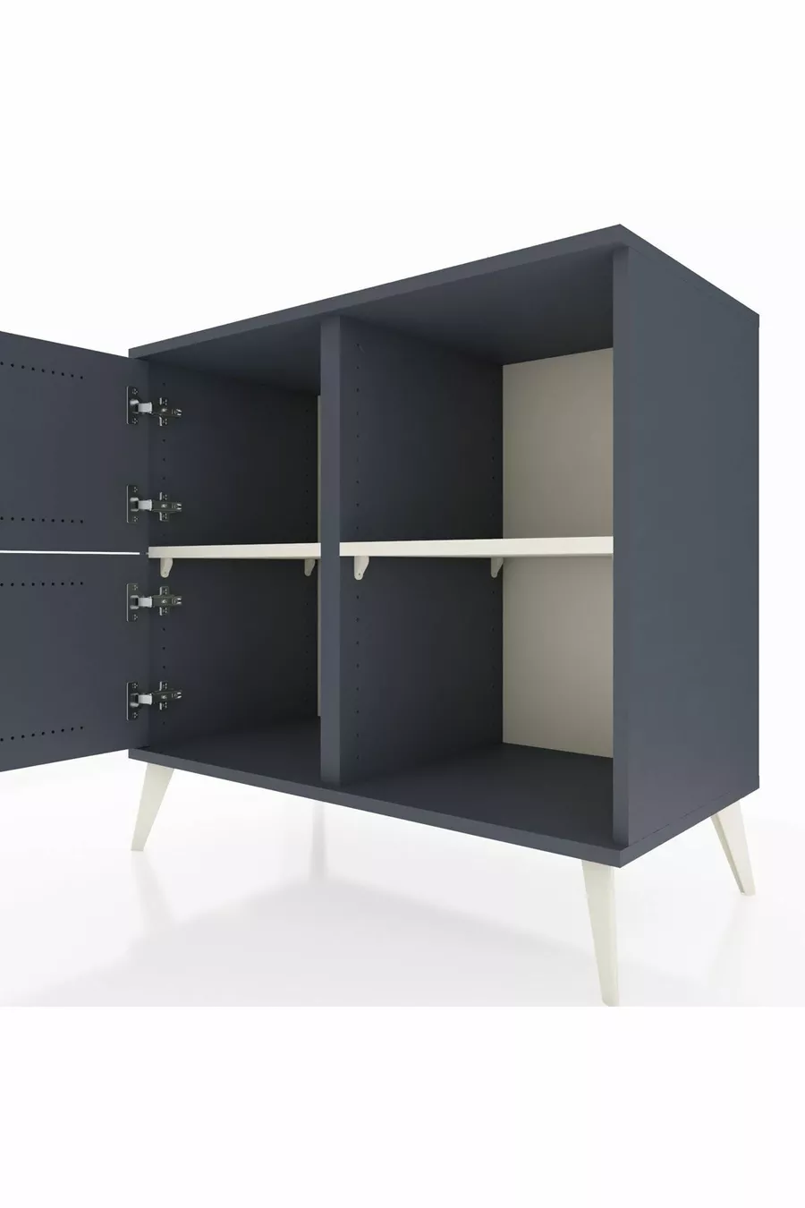 Commode Hyperion 2 étagères 2 portes Anthracite-Anthracite/Gris pierre