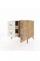 Commode Kronos à une étagère, 2 tiroirs et 2 portes, Pin-Pin / Pierre de lune