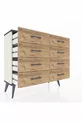Commode Arges 8 tiroirs Pierre d'Agate-Anthracite/Pin