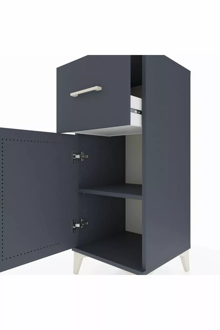 Commode Hyperion avec une étagère, un tiroir et une porte, Anthracite-Anthracite