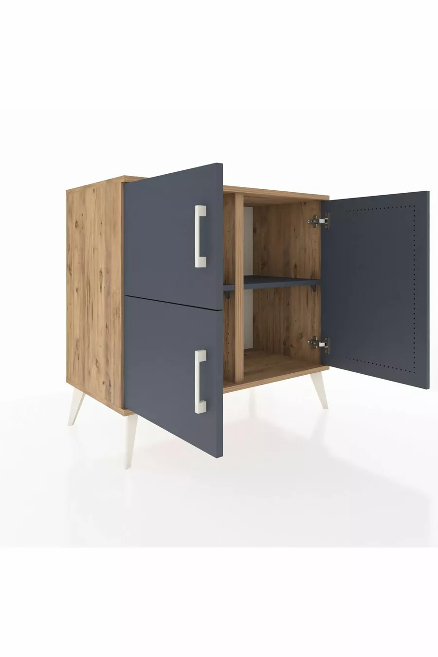 Commode Hyperion 2 étagères 3 portes Pin-Anthracite