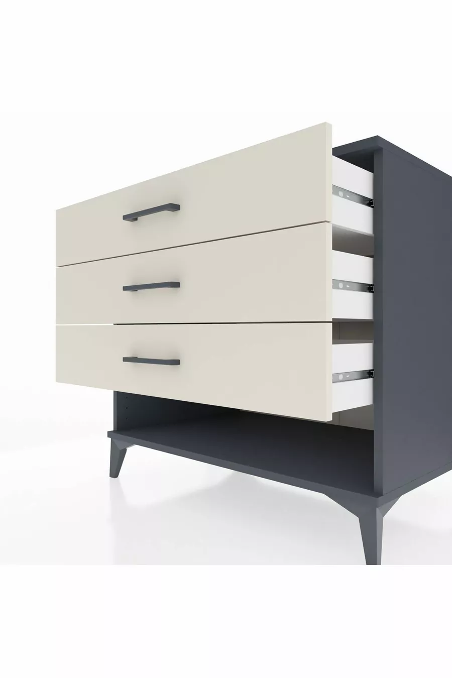 Commode Kronos 3 tiroirs Anthracite-Pierre de lune