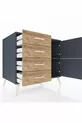 Commode Kronos à une étagère, 4 tiroirs, 2 portes Anthracite-Anthracite/Sapin