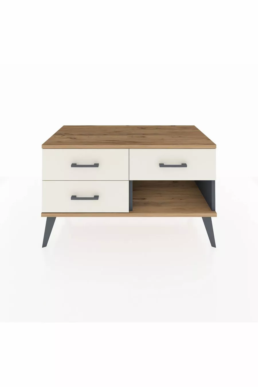 Commode Hyperion 3 tiroirs Anthracite-Sapin/Pierre de lune