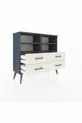 Commode Arges 4 étagères 4 tiroirs Anthracite-Anthracite/Gris pierre