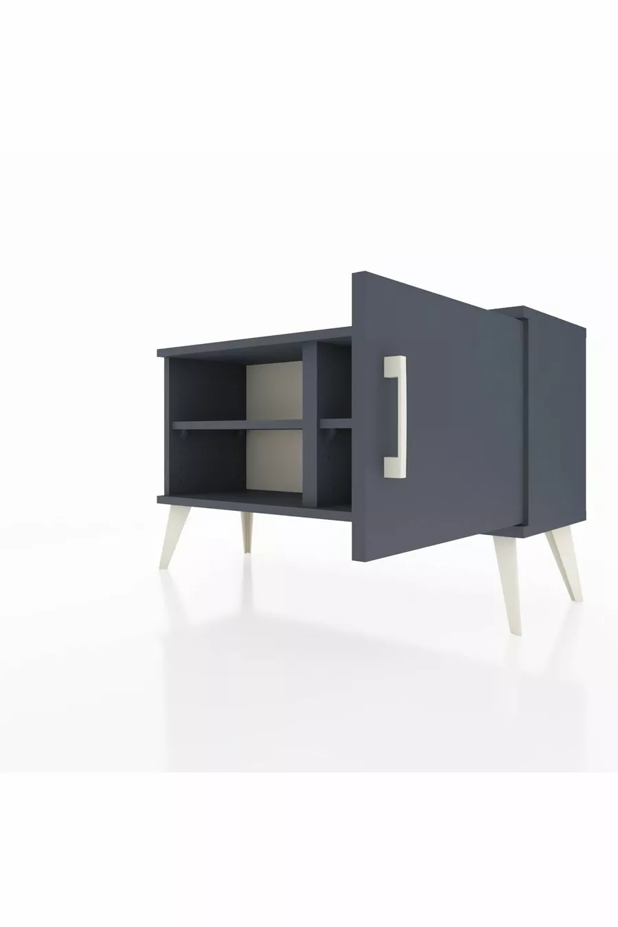 Commode Arges 2 étagères avec 1 porte Anthracite-Anthracite