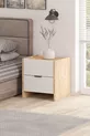 Table de chevet Sadem à 2 tiroirs, pin Atlantique/blanc, avec grand espace de rangement, design moderne (, cm)