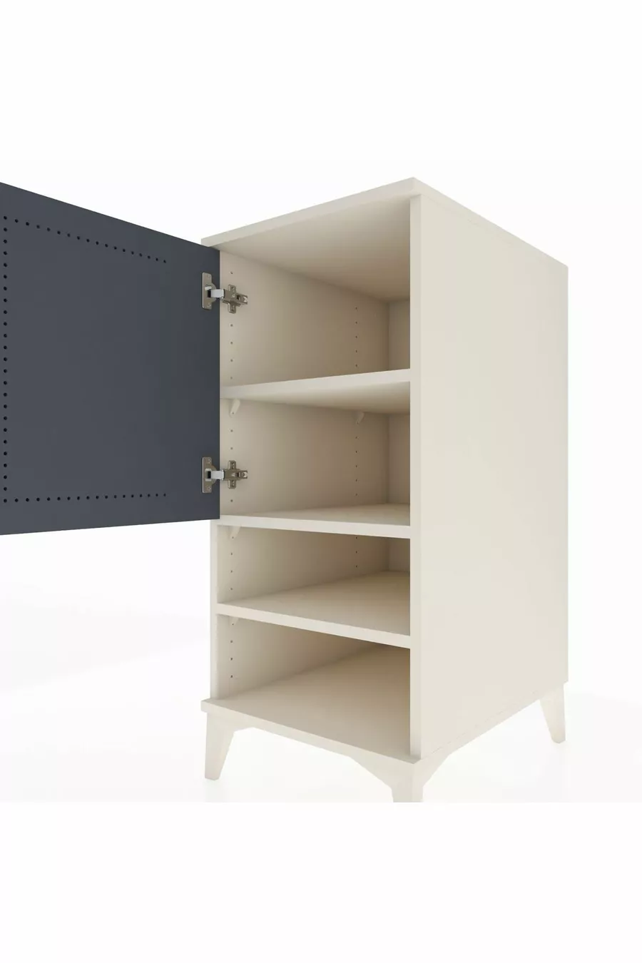 Table de chevet Kronos à 3 étagères avec 1 porte, Pierre de lune-Anthracite