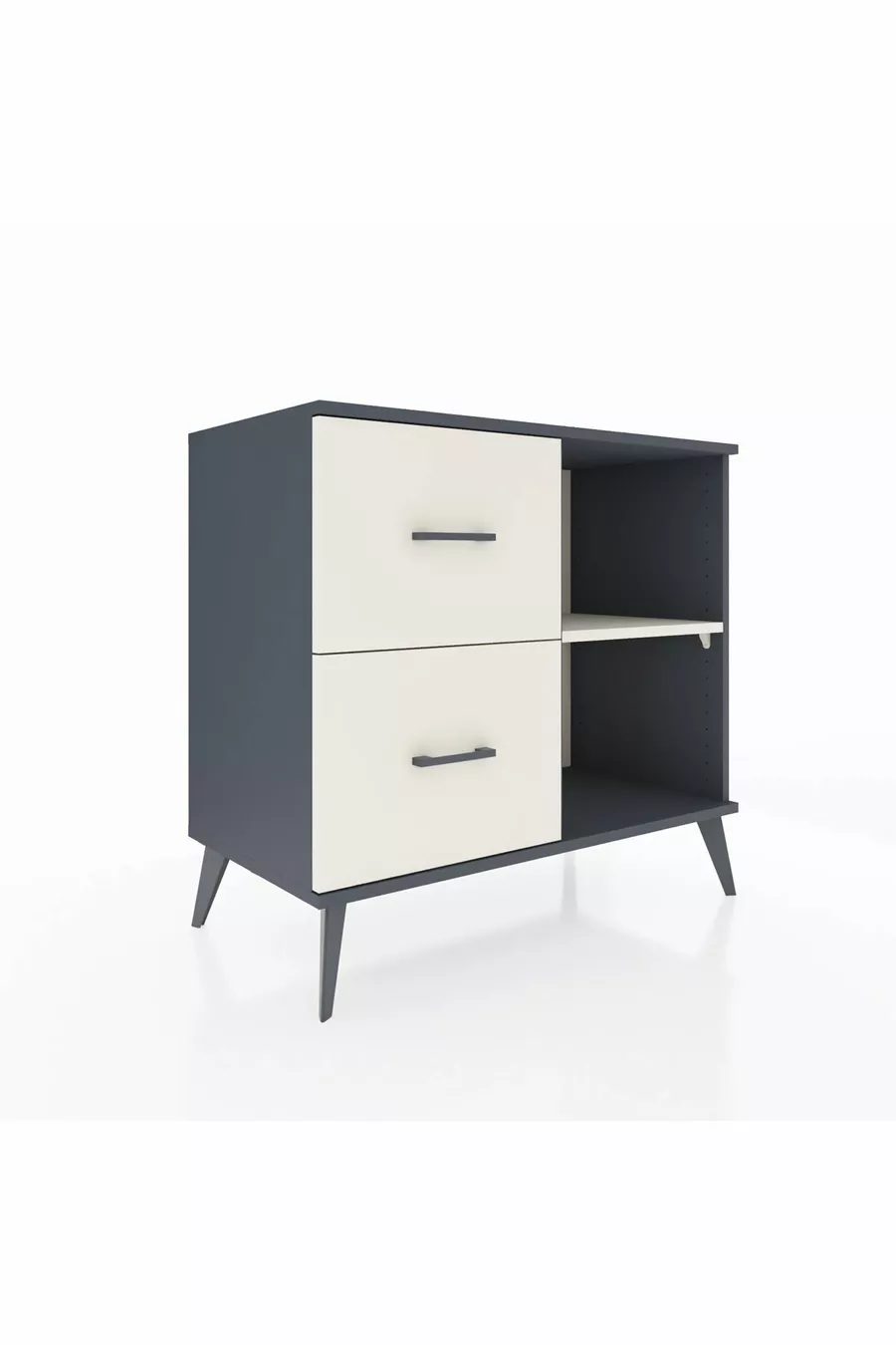 Commode Hyperion à une étagère et 2 tiroirs Anthracite-Pierre de Lune