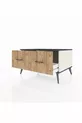 Commode Kronos 2 tiroirs Pierre de Lune-Anthracite/Pin